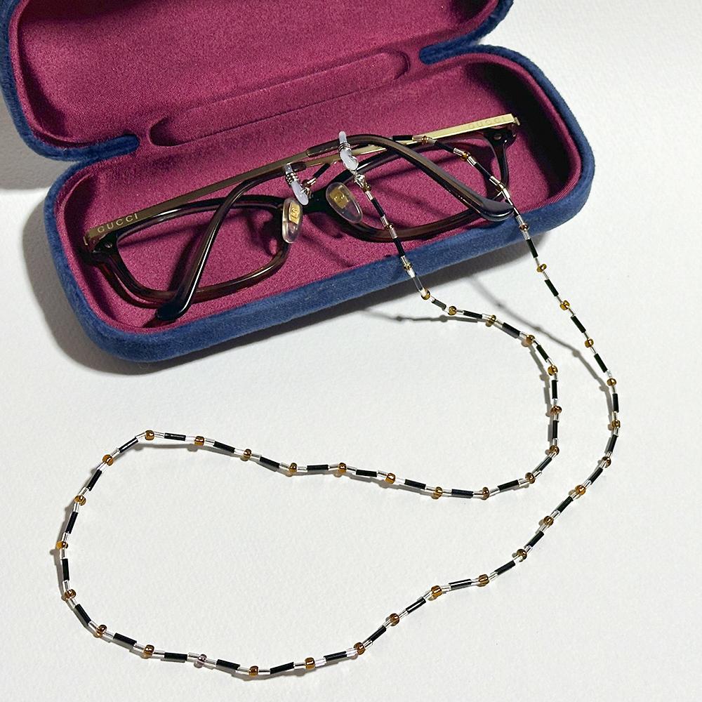 秋色の落ち着いた眼鏡チェーン　（ビーズアクセサリー／眼鏡ストラップ／サングラスアクセサリー） | 7枚目