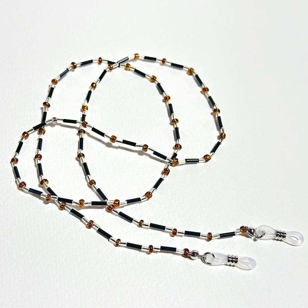 秋色の落ち着いた眼鏡チェーン　（ビーズアクセサリー／眼鏡ストラップ／サングラスアクセサリー）