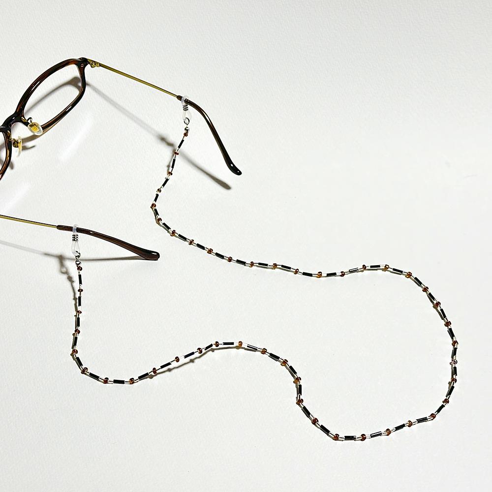 秋色の落ち着いた眼鏡チェーン　（ビーズアクセサリー／眼鏡ストラップ／サングラスアクセサリー） | 4枚目