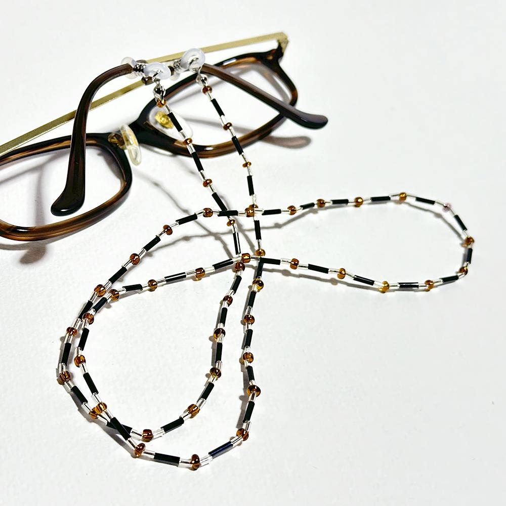 秋色の落ち着いた眼鏡チェーン　（ビーズアクセサリー／眼鏡ストラップ／サングラスアクセサリー） | 6枚目