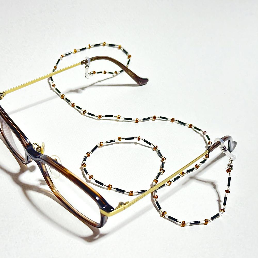 秋色の落ち着いた眼鏡チェーン　（ビーズアクセサリー／眼鏡ストラップ／サングラスアクセサリー） | 9枚目