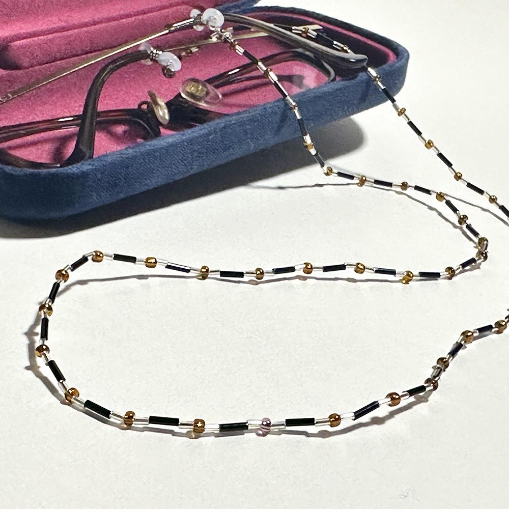 秋色の落ち着いた眼鏡チェーン　（ビーズアクセサリー／眼鏡ストラップ／サングラスアクセサリー） | 2枚目