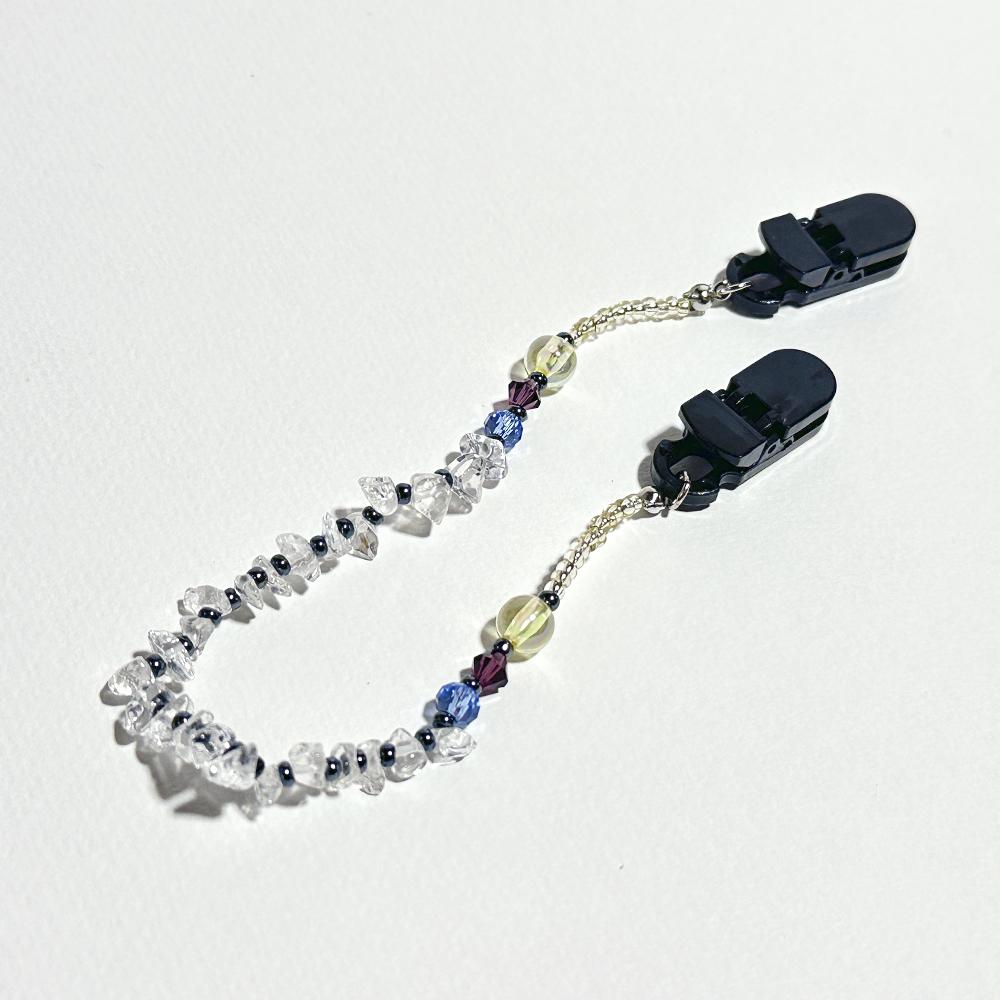 天然石の水晶とビーズの帽子クリップ（クリスタルのハットクリップ／帽子ストラップ） | 2枚目