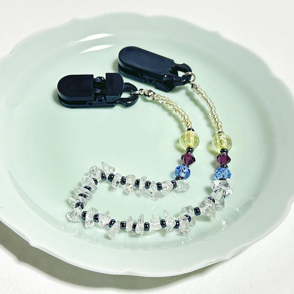 天然石の水晶とビーズの帽子クリップ（クリスタルのハットクリップ／帽子ストラップ） | 3枚目