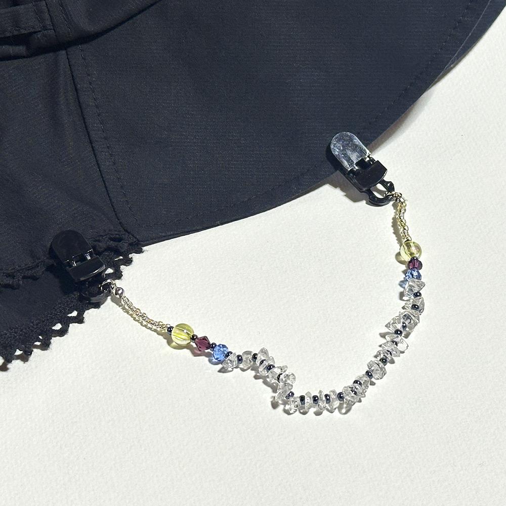 天然石の水晶とビーズの帽子クリップ（クリスタルのハットクリップ／帽子ストラップ） | 5枚目