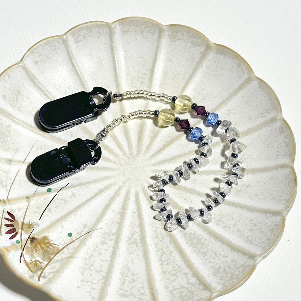 天然石の水晶とビーズの帽子クリップ（クリスタルのハットクリップ／帽子ストラップ） | 6枚目