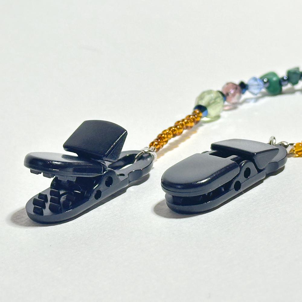 天然石の孔雀石とビーズの帽子クリップ　（ハットクリップ／帽子ストラップ） | 10枚目