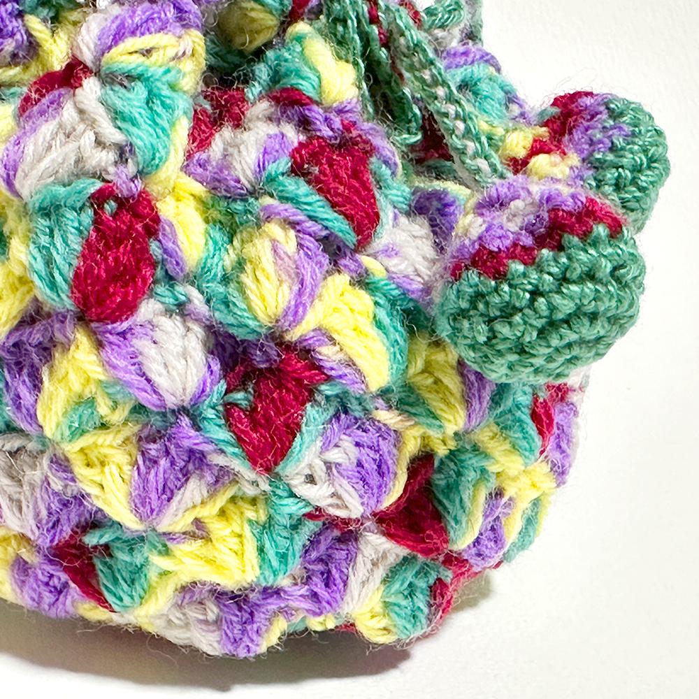 寒色系カラフルな手編みのポーチ　（毛糸ポーチ／かぎ編み／大人可愛い） | 12枚目