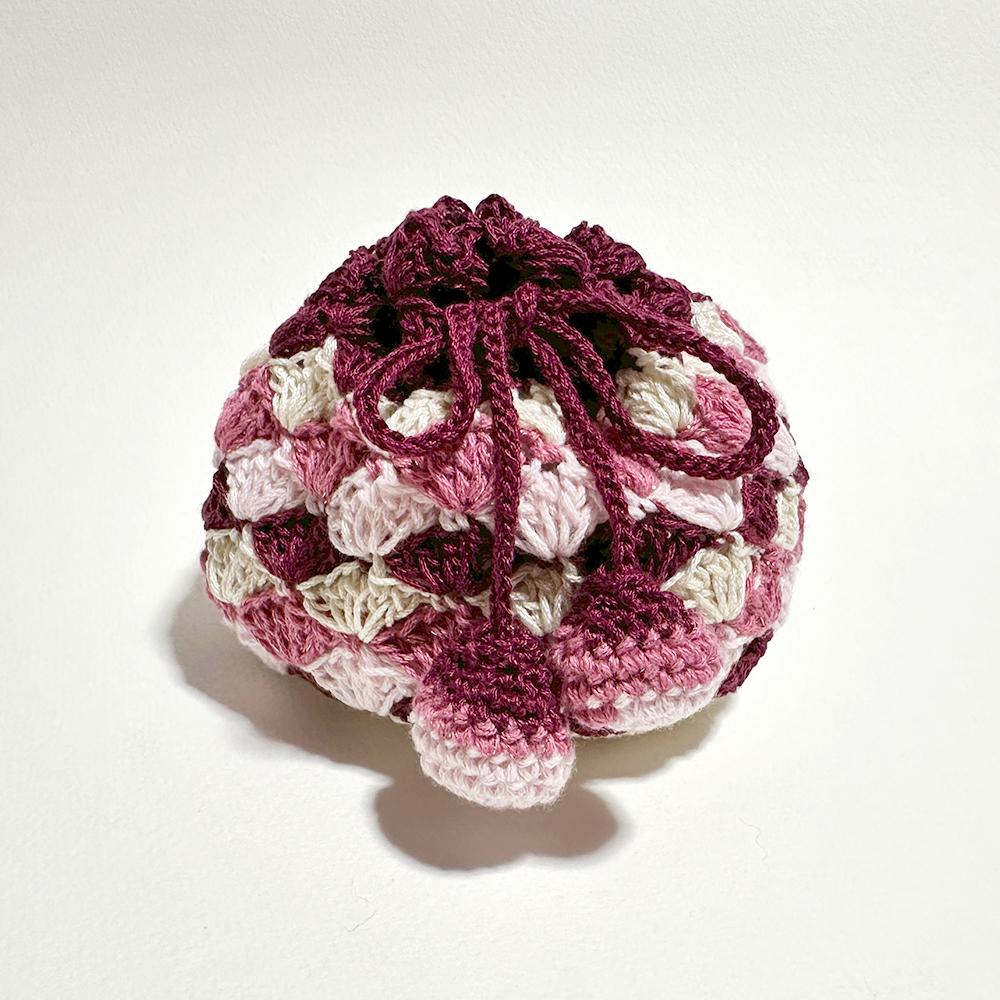 赤系でまとめた手編みのポーチ　（毛糸ポーチ／かぎ編み／大人可愛い） | 7枚目