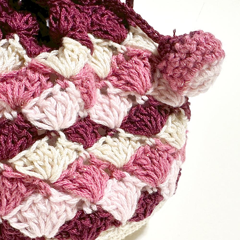 赤系でまとめた手編みのポーチ　（毛糸ポーチ／かぎ編み／大人可愛い） | 8枚目