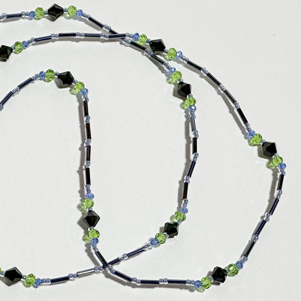 メタリックブラックと寒色カラーの大人眼鏡チェーン　（ビーズアクセサリー／眼鏡ストラップ／サングラスアクセサリー） | 9枚目