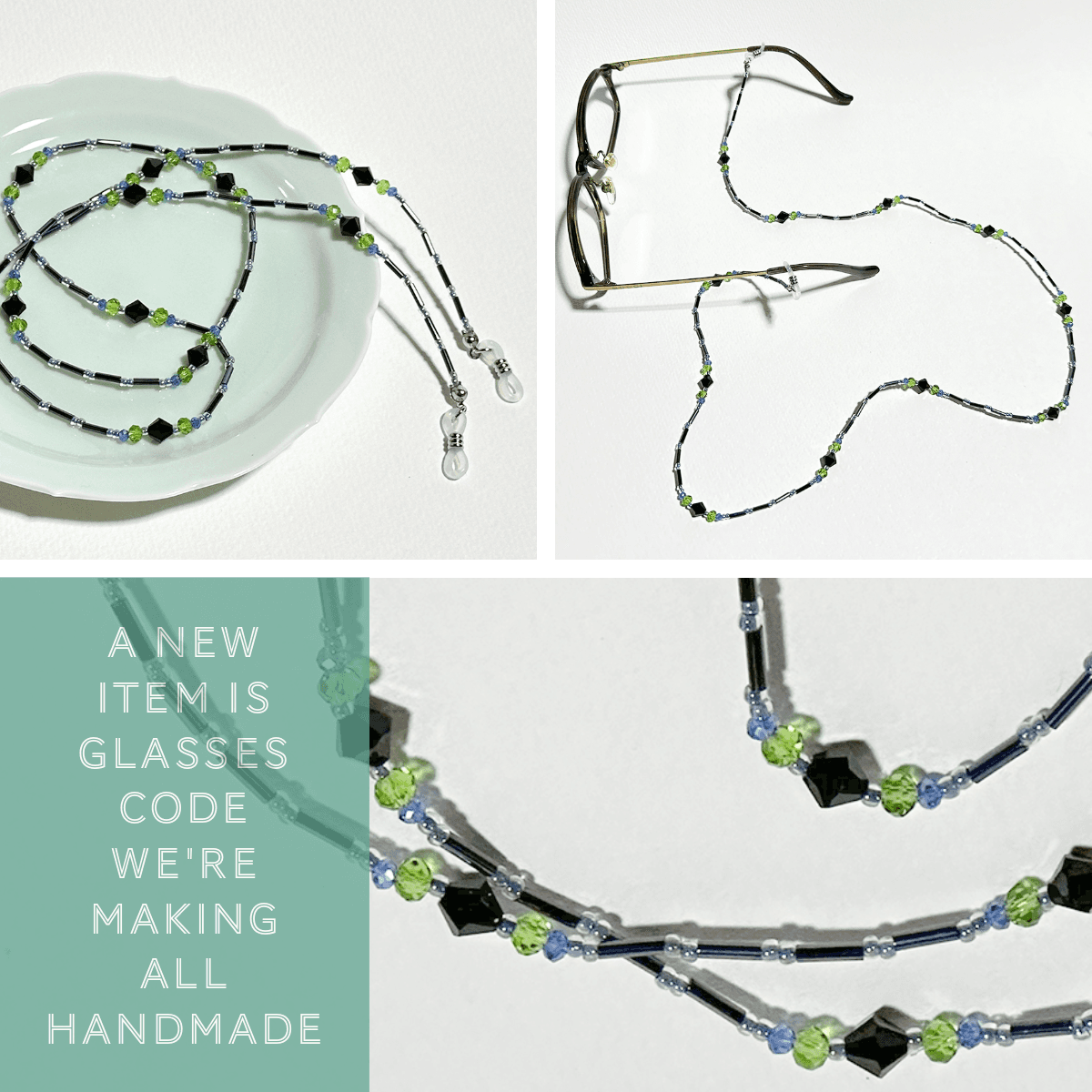 メタリックブラックと寒色カラーの大人眼鏡チェーン　（ビーズアクセサリー／眼鏡ストラップ／サングラスアクセサリー） | 12枚目