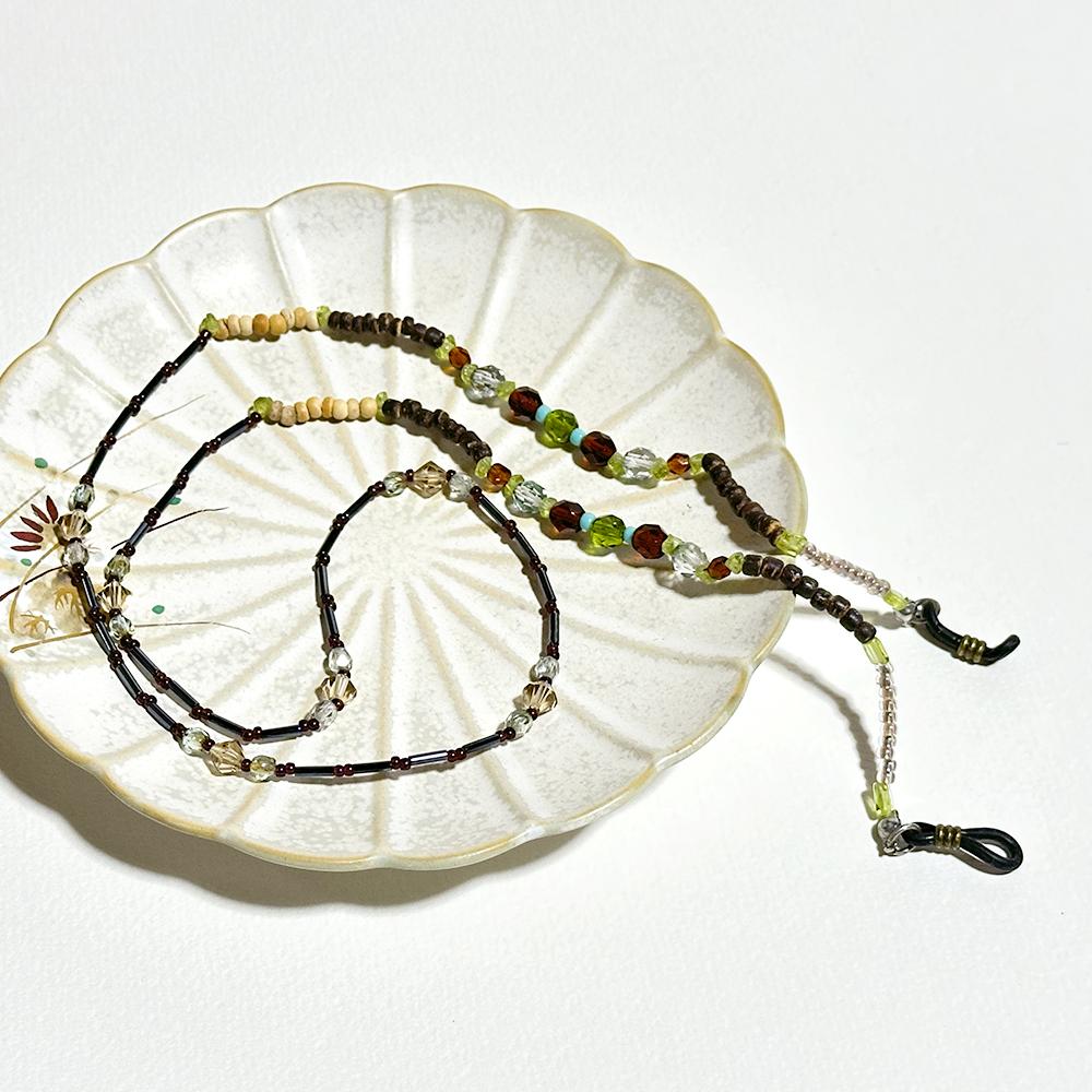 アジアンテイストのエスニック眼鏡チェーン　（ビーズアクセサリー／眼鏡ストラップ／サングラスアクセサリー）