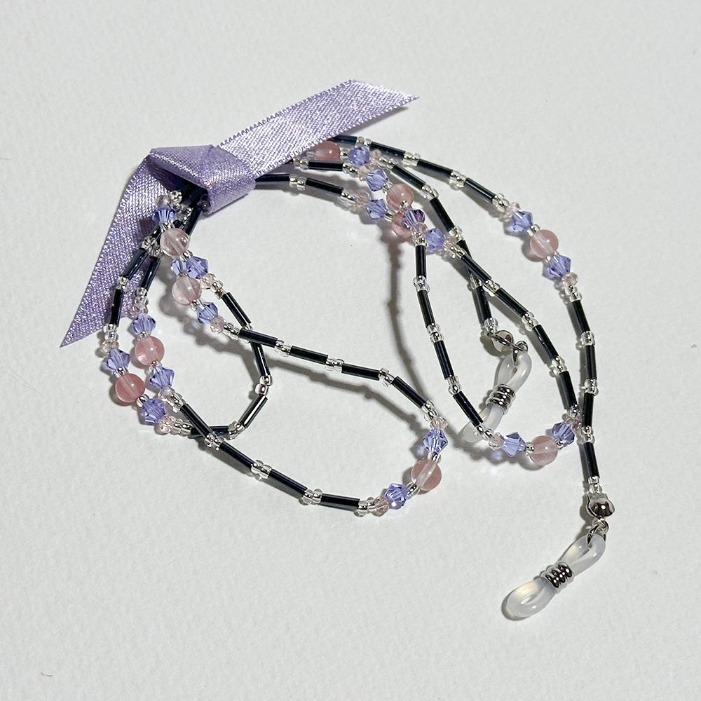 差し色のピンクが大人可愛い眼鏡チェーン　（ビーズアクセサリー／眼鏡ストラップ／サングラスアクセサリー） | 10枚目