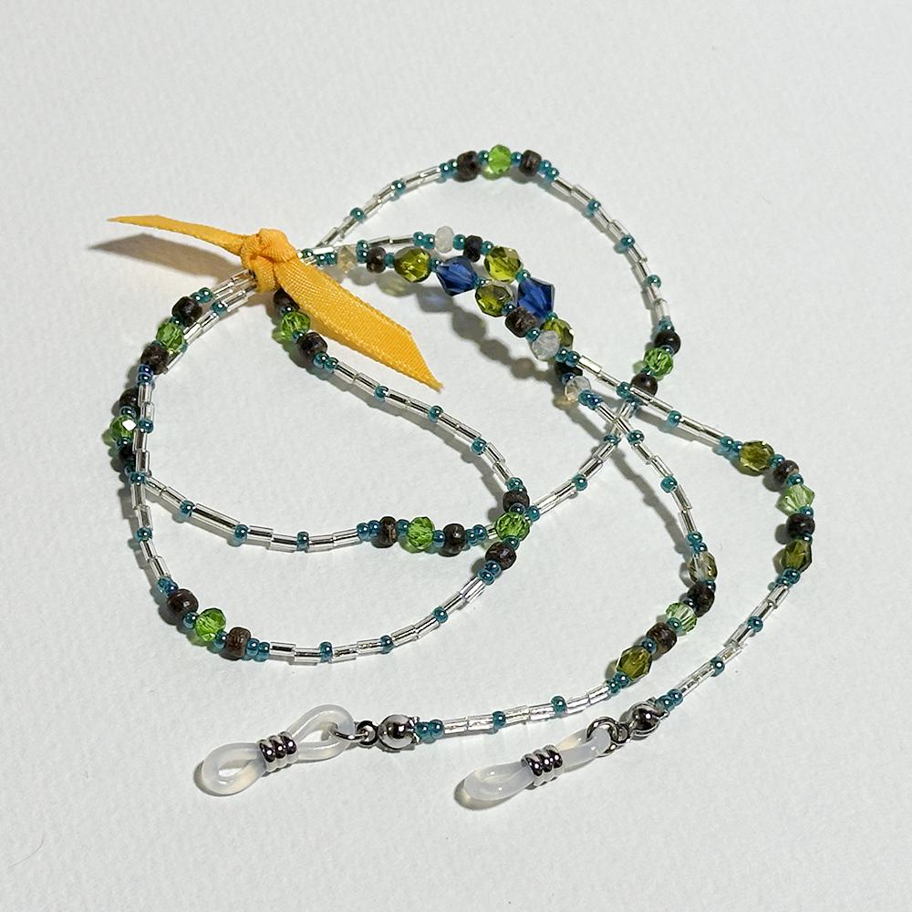 クリア＆緑が爽やかな眼鏡チェーン　（ビーズアクセサリー／眼鏡ストラップ／サングラスアクセサリー） | 10枚目