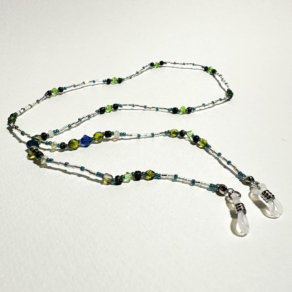 クリア＆緑が爽やかな眼鏡チェーン　（ビーズアクセサリー／眼鏡ストラップ／サングラスアクセサリー） | 7枚目