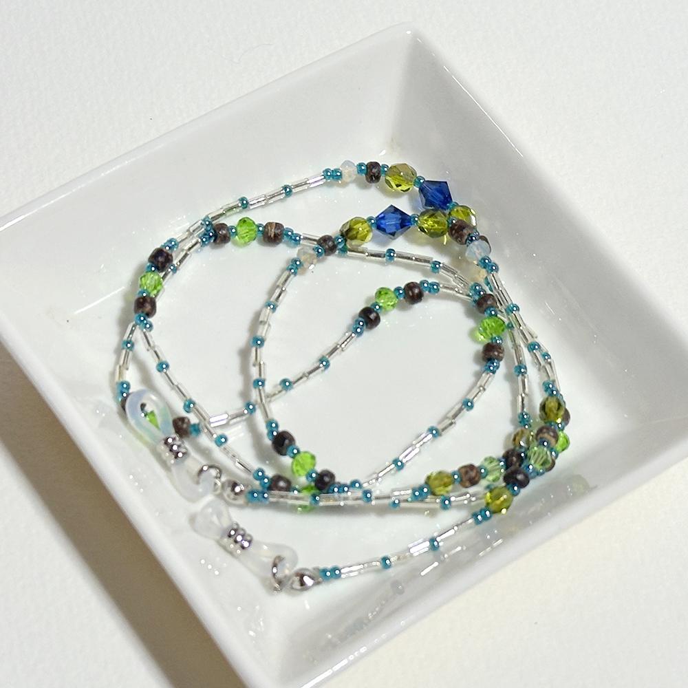 クリア＆緑が爽やかな眼鏡チェーン　（ビーズアクセサリー／眼鏡ストラップ／サングラスアクセサリー） | 8枚目