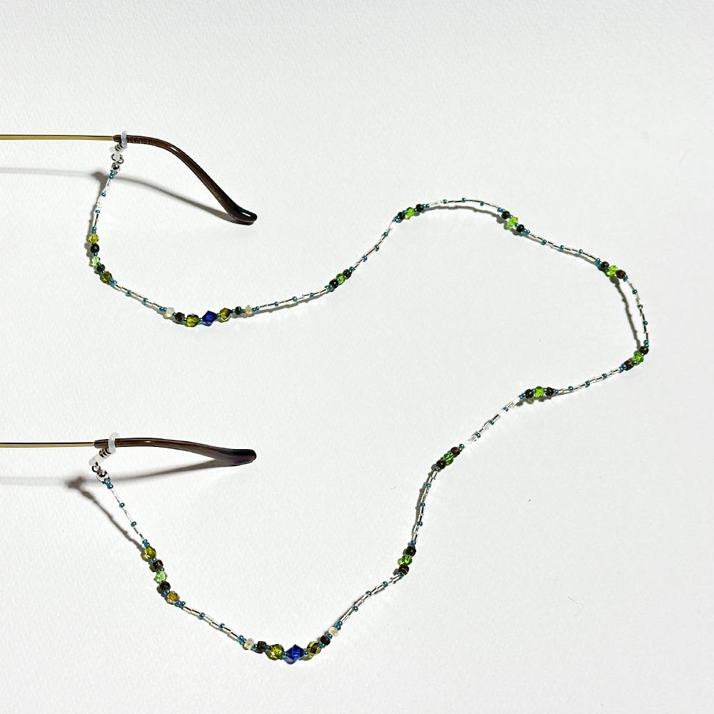 クリア＆緑が爽やかな眼鏡チェーン　（ビーズアクセサリー／眼鏡ストラップ／サングラスアクセサリー） | 9枚目
