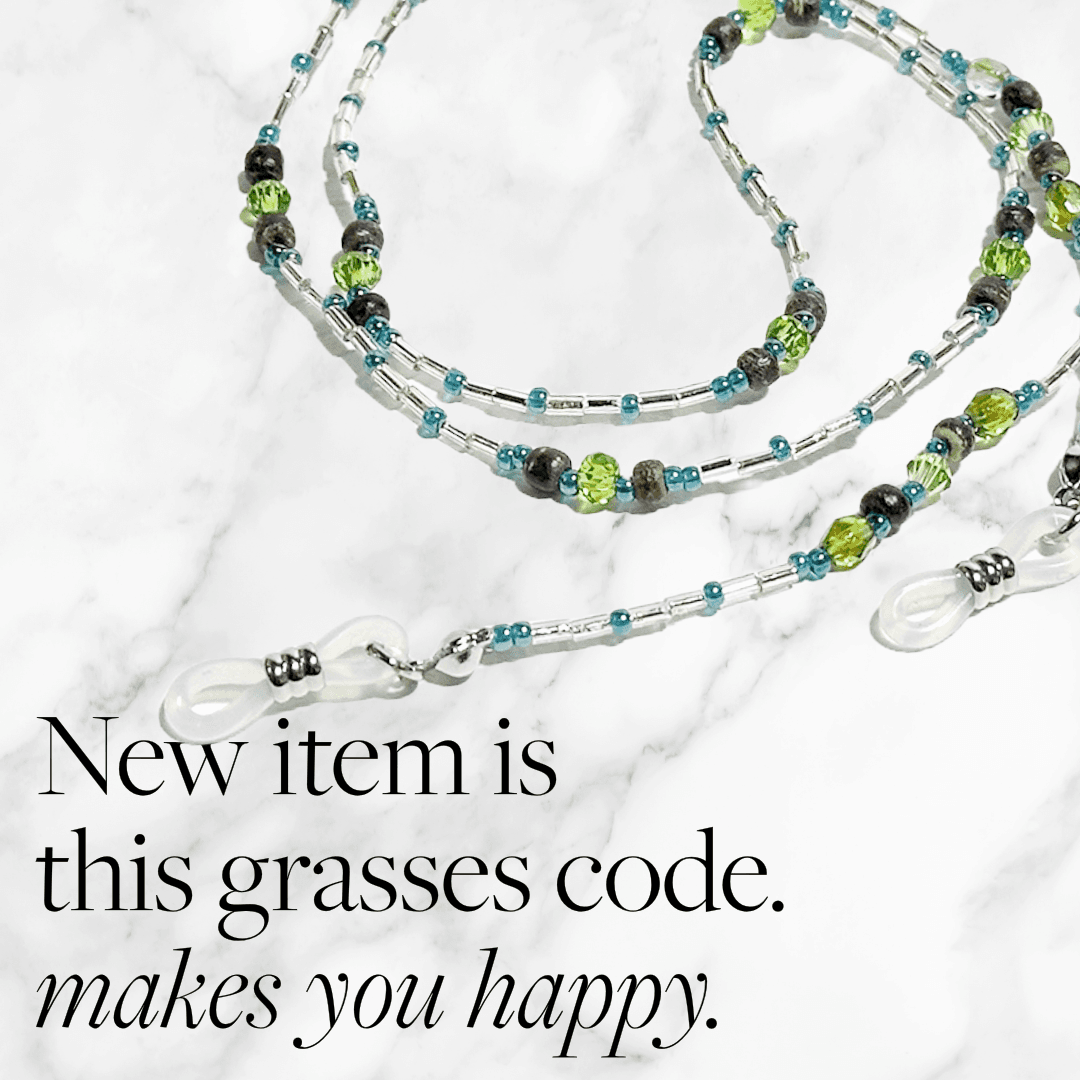 クリア＆緑が爽やかな眼鏡チェーン　（ビーズアクセサリー／眼鏡ストラップ／サングラスアクセサリー） | 12枚目